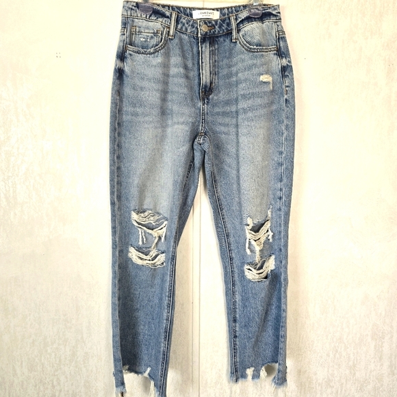 Lovervet By Vervet Womens 28 Jeans High Rise Straight Relaxed Distressed Cropped - Picture 1 of 9